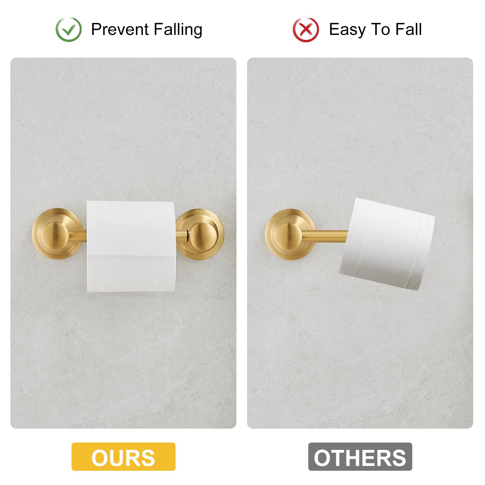 Besy Wall Mounted Toilet Paper Roll Holder Rustproof Toilet Tissue Paper Holder Bathroom Flexible Pivoting Tissue Handle Toilet